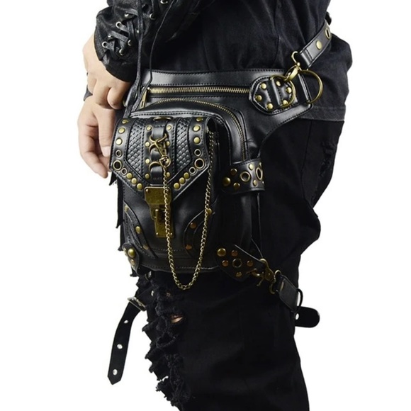 🍒 POUCH BAG LEATHER CROSSBODY MULTPURPOSE PURSE UTLITY BELT FANNY PACK CHAIN - Picture 13 of 16